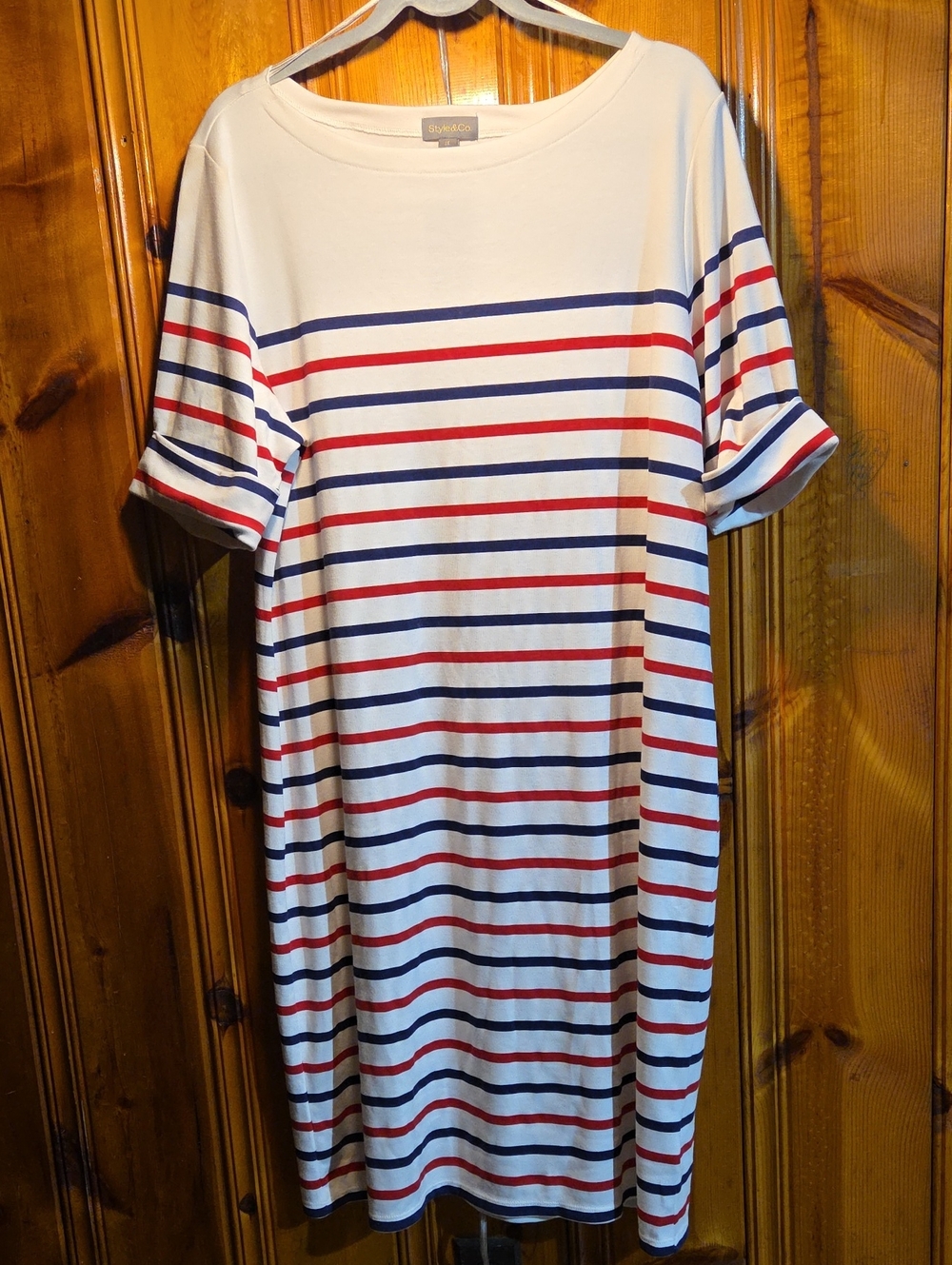 Style & Co Striped Navy & Red Tee Dress